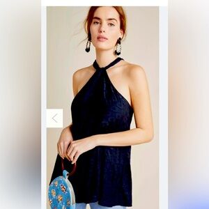 By Anthropologie XS Lavinia Black Halter Tank Top